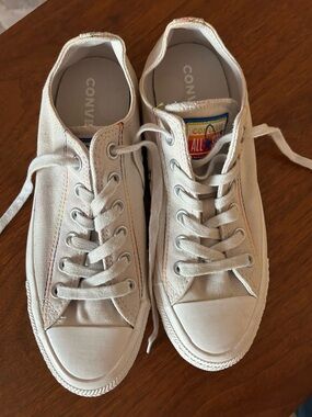Converse Low-Top Canvas Sneakers - Off-White with Beige Trim